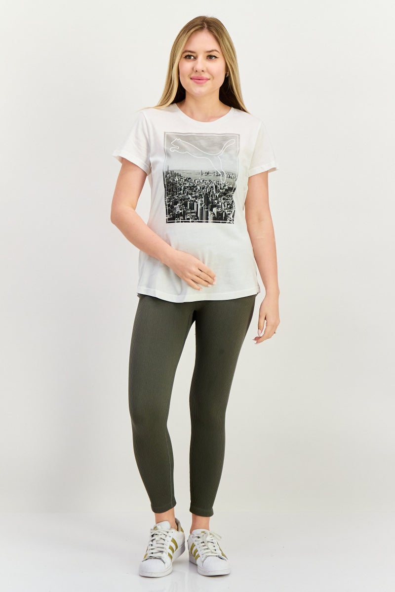 PUMA تي شيرت تدريب قصير الأكمام للنساء، أبيض - Image 2